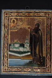 Икона с изображением преп. Варлаама Хутынского. Россия,  ХIХ век 